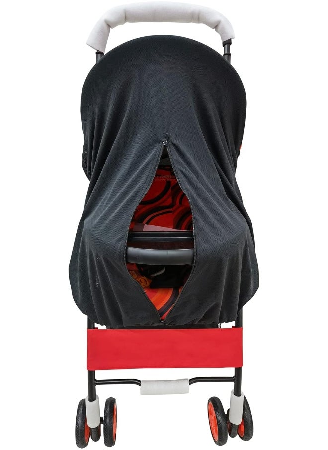 RESTCLOUD Sun Shade for Strollers, UV Sun and Sleep Shade Universal Fit for Baby Strollers, Blackout Stroller Cover, Breathable and Stops 99% of The Sun's Rays (UPF50+) Black