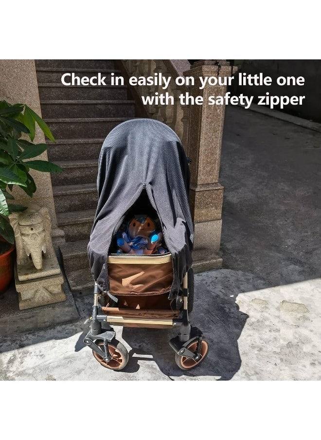 RESTCLOUD Sun Shade for Strollers, UV Sun and Sleep Shade Universal Fit for Baby Strollers, Blackout Stroller Cover, Breathable and Stops 99% of The Sun's Rays (UPF50+) Black
