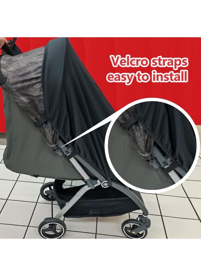 RESTCLOUD Sun Shade for Strollers, UV Sun and Sleep Shade Universal Fit for Baby Strollers, Blackout Stroller Cover, Breathable and Stops 99% of The Sun's Rays (UPF50+) Black