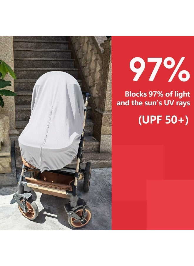 RESTCLOUD Sun Shade for Strollers, UV Sun and Sleep Shade Universal Fit for Baby Strollers, Blackout Stroller Cover, Breathable and Stops 99% of The Sun's Rays (UPF50+)