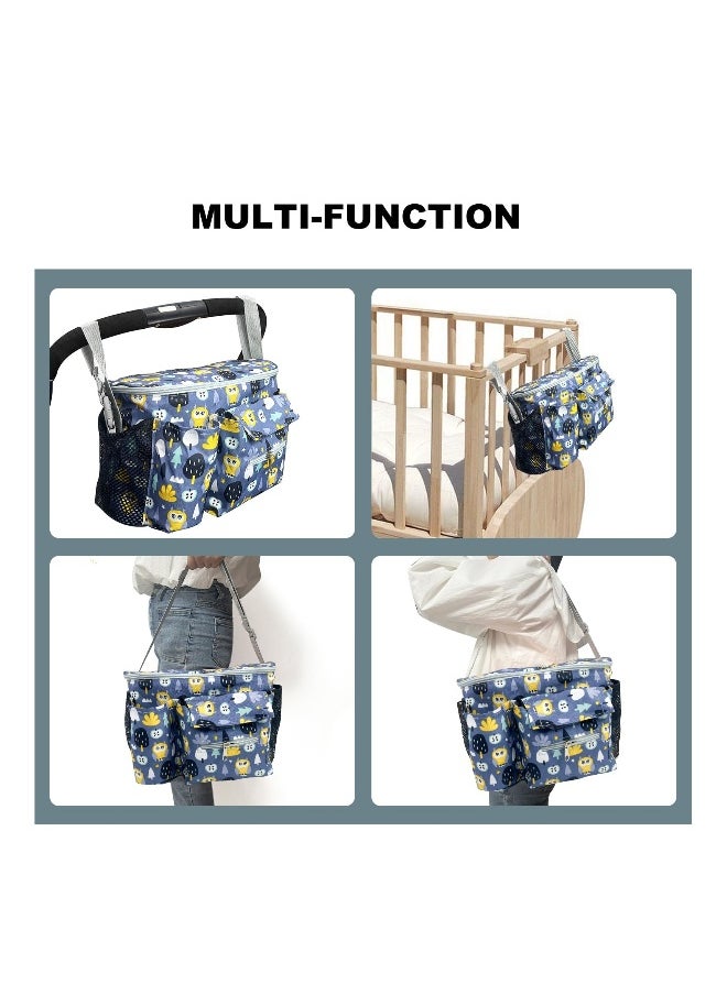 Universal Stroller Organizer, with Cup Holder, Hanging Hooks, Phone Bag, Shoulder Strap, Unique Stroller Bag Caddy Organizer Accessories Fits for Uppababy, Britax, Baby Jogger, Strollers