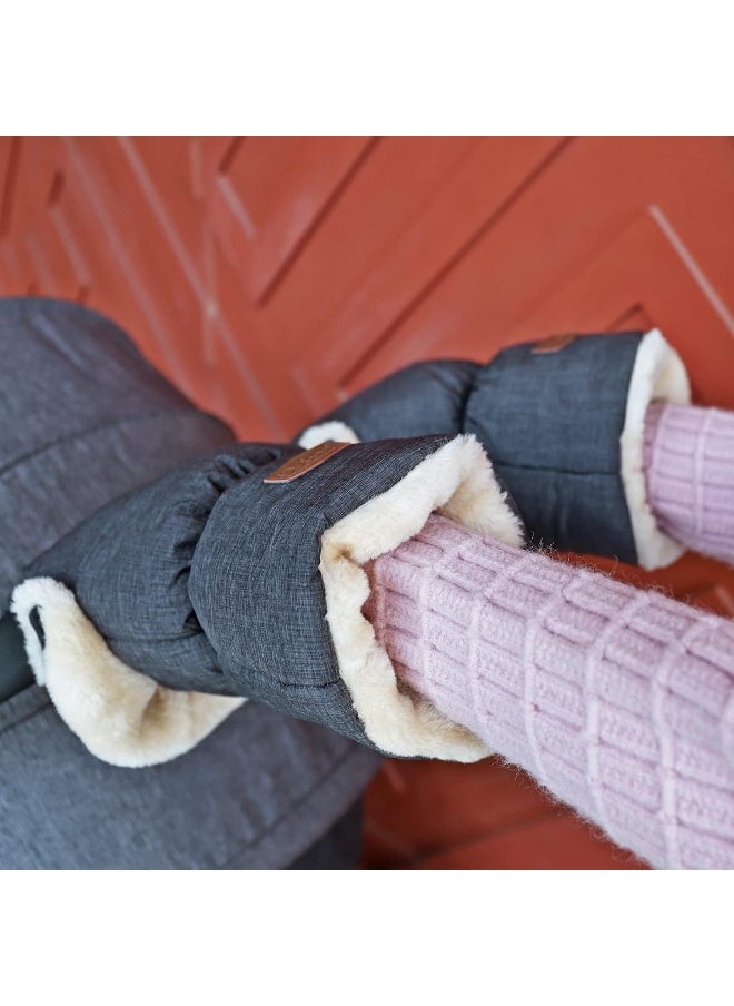 Orzbow Faux Sheepskin Gloves for Stroller, Universal Winter Anti-Freeze Stroller Mittens, Waterproof Warm Extra Thick HandMuff for Stroller Accessories, Dark Grey