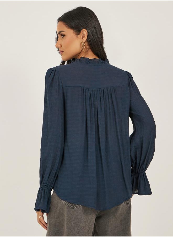 Self Design Button Down Top with Tie Detail