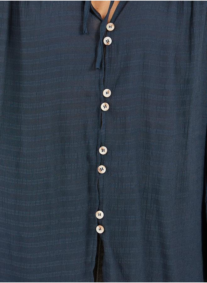 Self Design Button Down Top with Tie Detail