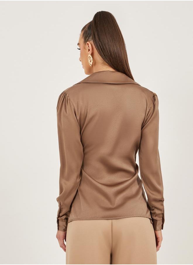 Satin Tie-Up Waist Wrap Longline Top