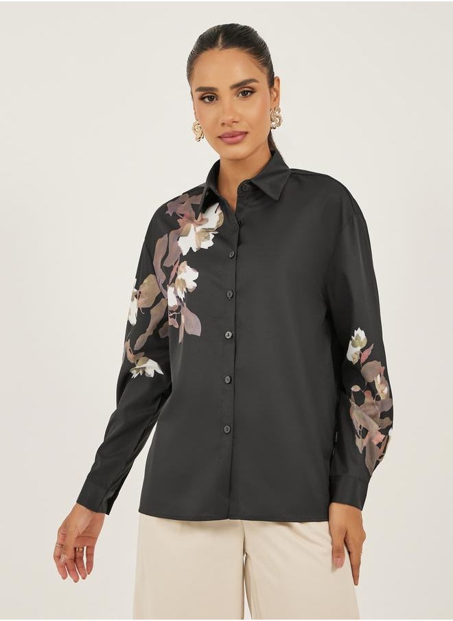 Floral Print Long Sleeves Regular Fit Shirt