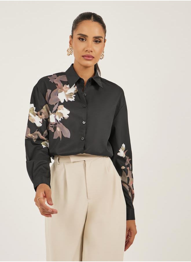 Floral Print Long Sleeves Regular Fit Shirt