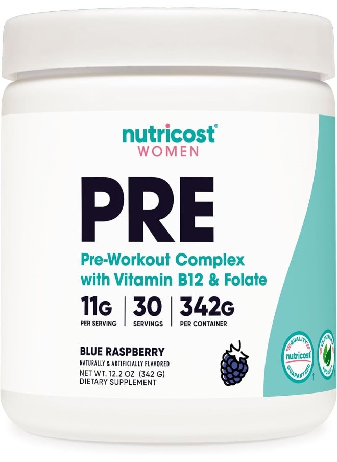 Pre-Workout Powder For Women, Blue Raspberry, 30 Servings