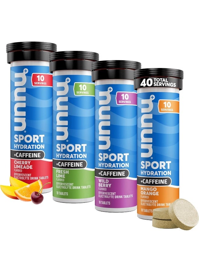 Sport + Caffeine: Electrolyte Drink Tablets, Mixed Flavor Box, 10 Count (Pack Of 4)