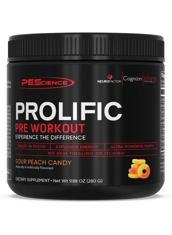 Prolific Pre Workout Powder, Strawberry Kiwi, 40 Scoop, Energy Supplement With Nitric Oxide