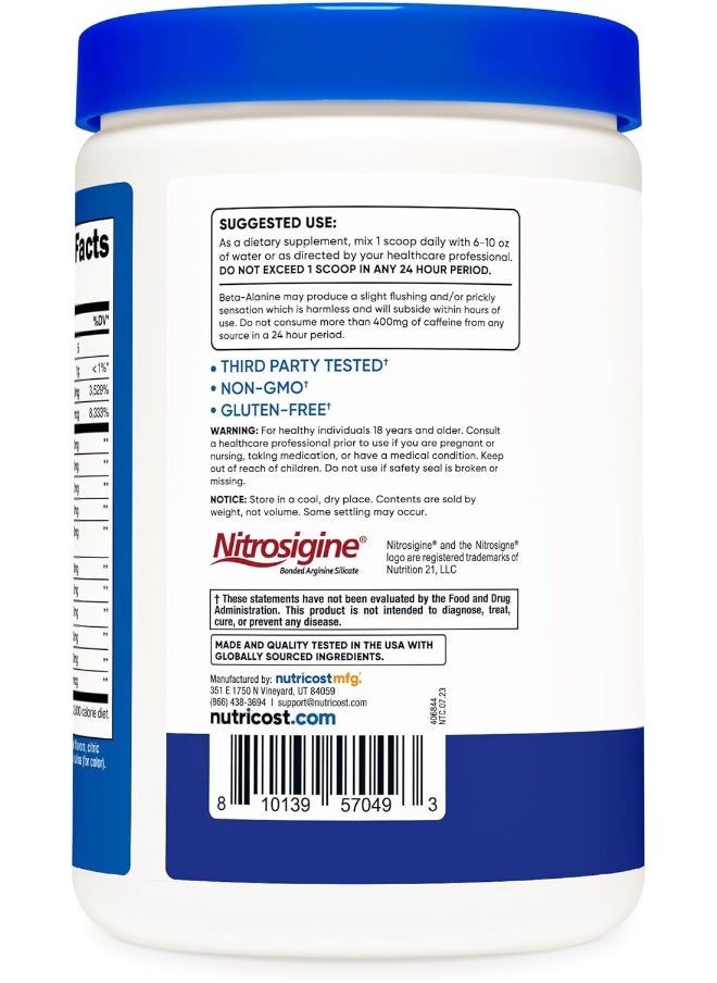 Nutricost Pre-C Pre-Workout Complex with Creatine (Blue Raspberry | 30 Servings) Powder - Boost Fitness Routines, 450g