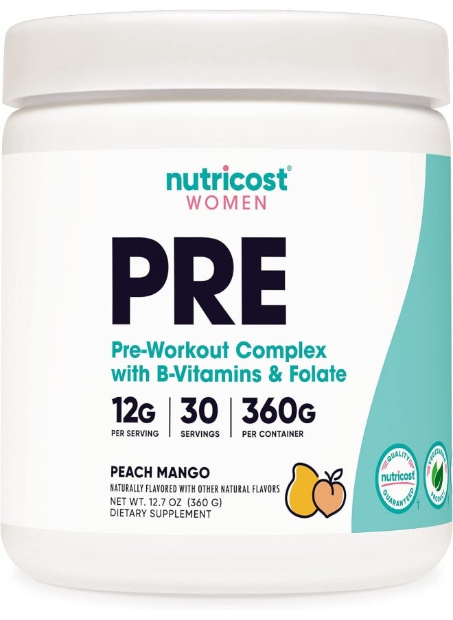 Pre-Workout Powder For Women, Peach Mango, 30 Servings