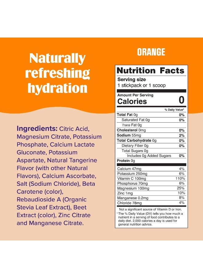 Hydration Electrolyte Powder- 30 Servings- Keto & Sugar Free- Feel Replenished, Revitalized- Naturally Sweetened- Non- Gmo & Vegan Electrolyte Drink Mix- Orange