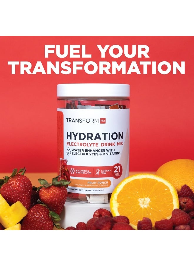 TransformHQ Hydration Drink Mix (21 Single-Serving Packets, Rocket Pop) - Hydration Supplement Blend with Vitamins and Electrolytes
