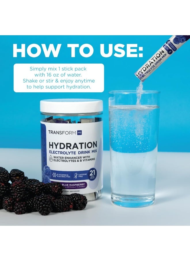 TransformHQ Hydration Drink Mix (21 Single-Serving Packets, Rocket Pop) - Hydration Supplement Blend with Vitamins and Electrolytes