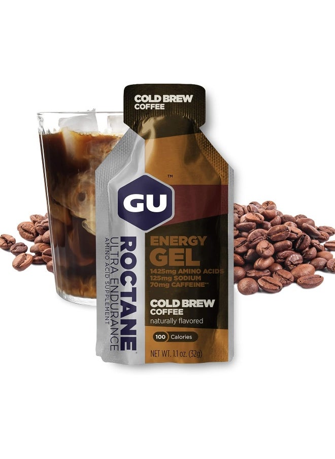 Roctane Ultra Endurance Energy Gel, Quick On-The-Go Sports Nutrition For Running And Cycling, Cold Brew 2X Caffeine (24 Packets)