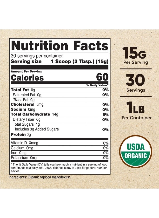 Organic Maltodextrin Powder 1Lb - Gluten Free, Non-Gmo