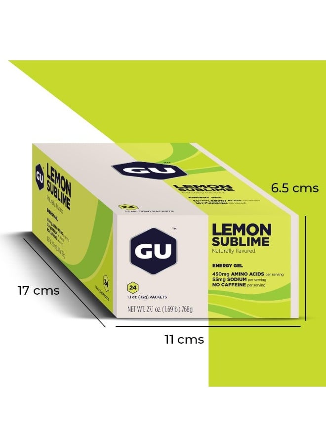 Gu Energy Original Sports Nutrition Energy Gel, 24-Count, Lemon Sublime