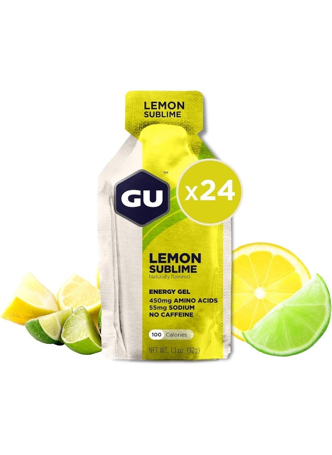 Gu Energy Original Sports Nutrition Energy Gel, 24-Count, Lemon Sublime