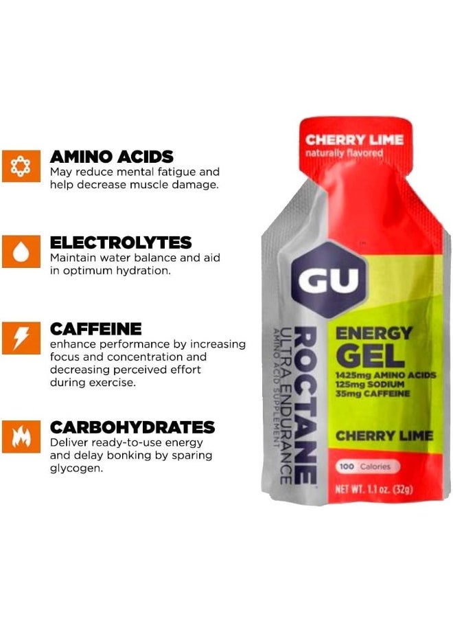 Roctane Ultra Endurance Energy Gel, 24-Count (Cherry Lime, 24-Count)