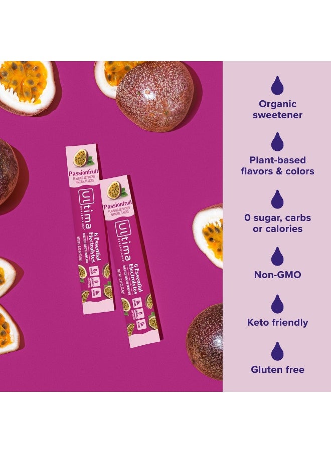 Hydration Electrolyte Packets- Keto & Sugar Free- Feel Replenished, Revitalized- Naturally Sweetened- Non-Gmo & Vegan Electrolyte Drink Mix- Passionfruit, 20 Count