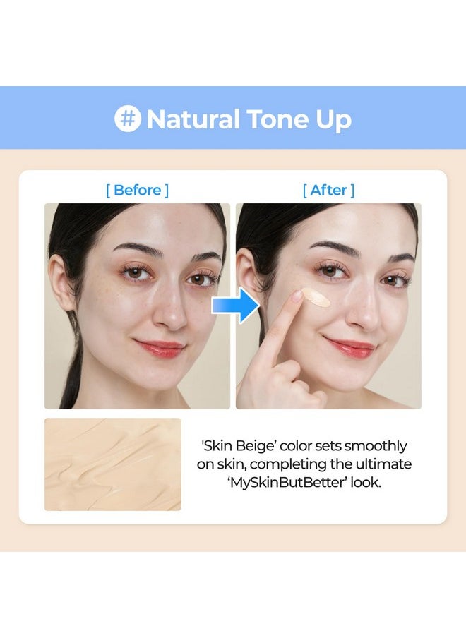 numbuzin No.3 Porcelain Base-skip Tone Up Beige | SPF50+ PA++++ | Lightweight, Hydrating | Zinc Oxide, Niacinamide | Sheer, Natural Finish, Evens Skin Tone | Korean Skincare 1.69 fl. oz.