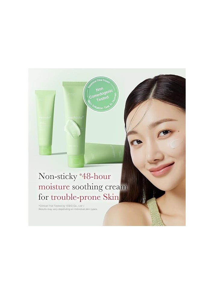medicube Exosome Cica Tea Tree Cream for Sensitive Skin with Centella Asiatica help reduce redness and breakouts. | Low-irritating, Moisturizing Daily Texture Care | Korean Skincare | 1.7 fl oz