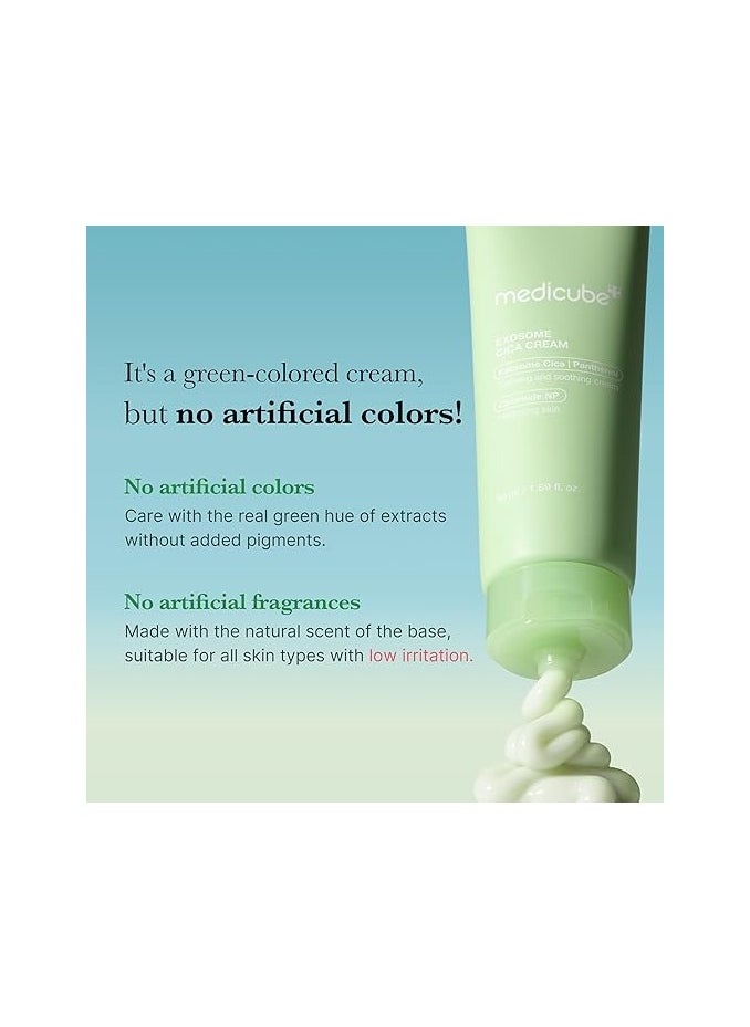 medicube Exosome Cica Tea Tree Cream for Sensitive Skin with Centella Asiatica help reduce redness and breakouts. | Low-irritating, Moisturizing Daily Texture Care | Korean Skincare | 1.7 fl oz