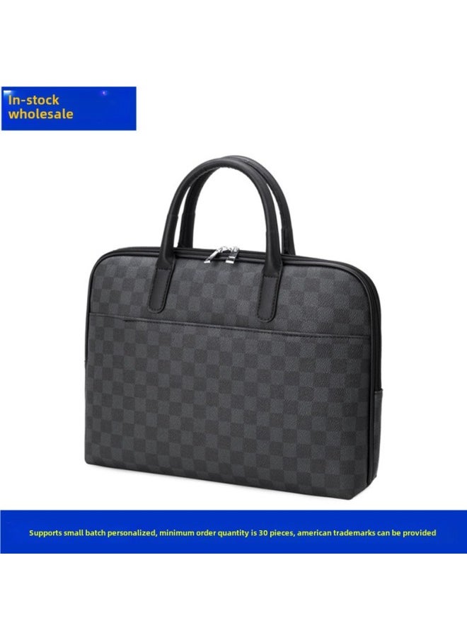 Laptop Bag Is Suitable For Apple Notebook Macbook Air13.3/14/15 Inch Female Single Shoulder Official Document-Color:Black Grid With Black-Size:13.3inch