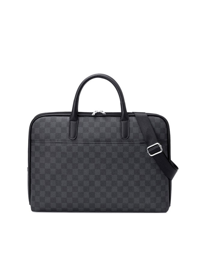 Laptop Bag Is Suitable For Apple Notebook Macbook Air13.3/14/15 Inch Female Single Shoulder Official Document-Color:Black Grid With Black-Size:13.3inch