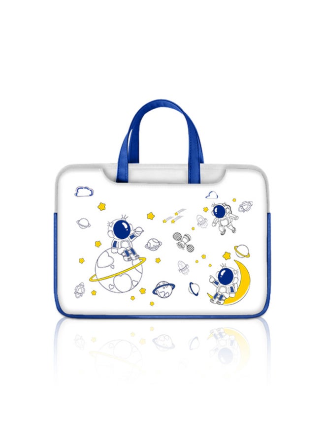For Apple/For huawei Laptop Bag Portable Fleece-lined Shockproof Cartoon Design Painted Leather Handbag-Color:BZ-005 Astronaut-Size:14-inch