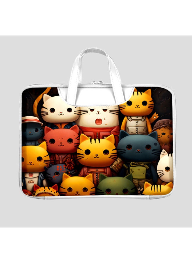 For Apple/For huawei Laptop Bag Portable Fleece-lined Shockproof Cartoon Design Painted Leather Handbag-Color:Cute Bag 7-Size:13-inch