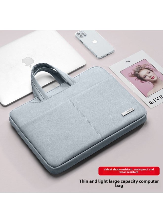Laptop Bag 14-inch Suitable For Lenovo For Apple Pro For huawei Portable 15.6 Liner Air13.3 Protective Case-Color:Light And Simple★Sky Blue + Lanyard Power Pack [fluff Anti-seismic + Pull Rod Belt + Hidden Portable]]-Size:16 Inches