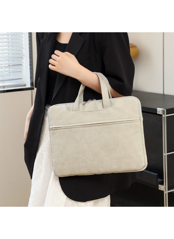 Simple Tablet Computer Bag 14 Inch 15.6 Inch Men's And Women's Laptop Bag Skin-friendly Frosted Handbag-Color:Light Gray-Dimensions:13-14 Inch