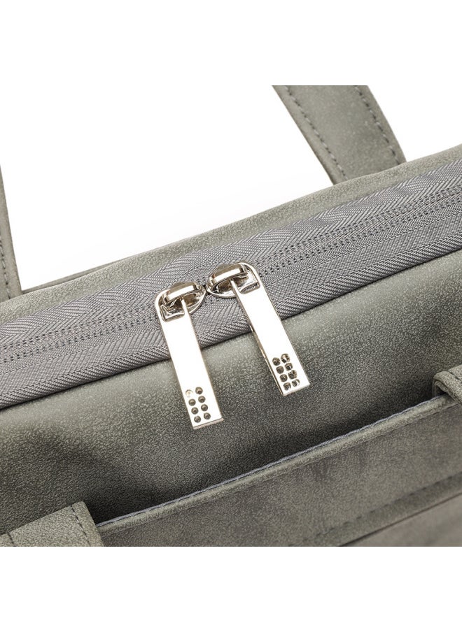 Simple Tablet Computer Bag 14 Inch 15.6 Inch Men's And Women's Laptop Bag Skin-friendly Frosted Handbag-Color:Light Gray-Dimensions:13-14 Inch