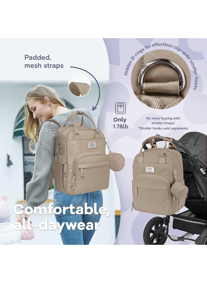 RUVALINO Diaper Bag Backpack, Multifunction Travel Pack Maternity Baby Changing Bags, Large Capacity, Waterproof, Clay