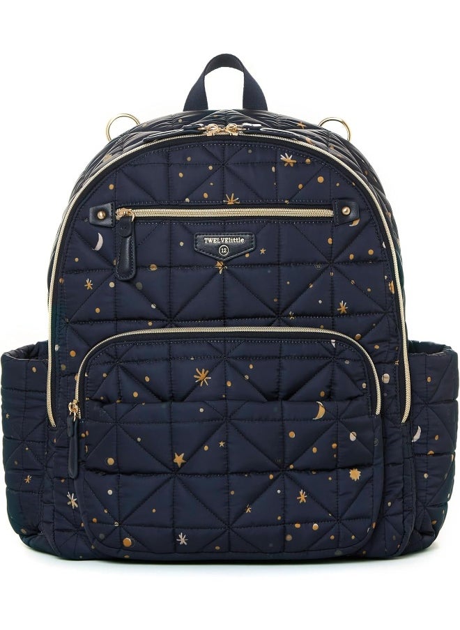 TWELVElittle Companion DiaperBag Backpack 2.0 - Includes Changing Pad. Insulated pockets. Fashionable Backpack, Midnight, One size