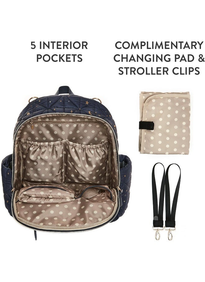 TWELVElittle Companion DiaperBag Backpack 2.0 - Includes Changing Pad. Insulated pockets. Fashionable Backpack, Midnight, One size