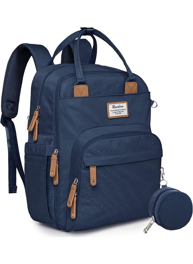 RUVALINO Diaper Bag Backpack, Multifunction Travel Pack Maternity Baby Changing Bags, Large Capacity, Waterproof, Peacock Blue