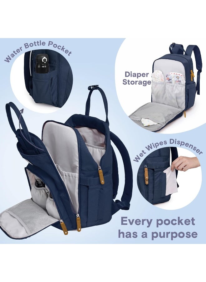 RUVALINO Diaper Bag Backpack, Multifunction Travel Pack Maternity Baby Changing Bags, Large Capacity, Waterproof, Peacock Blue