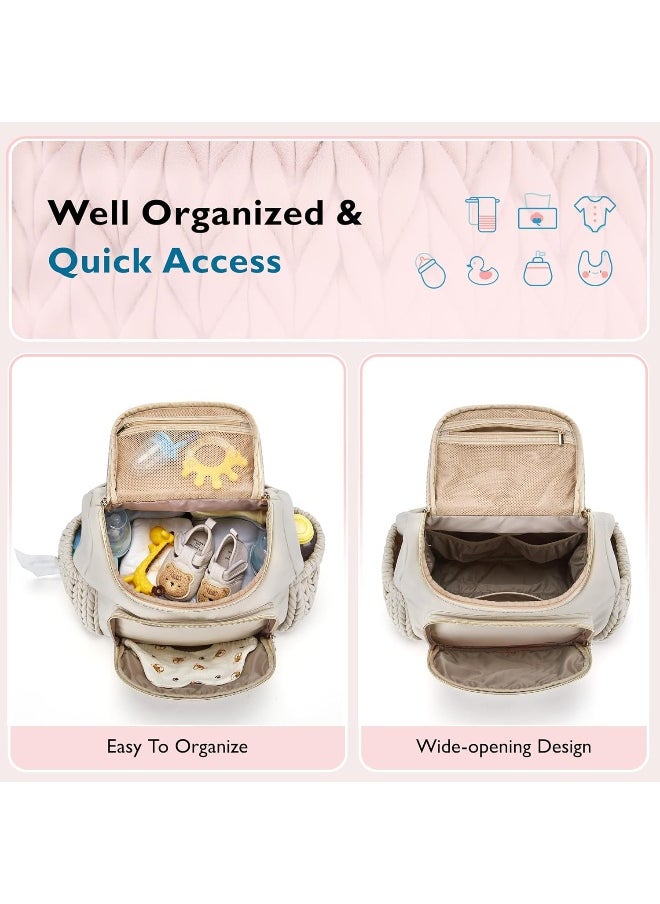 mommore Diaper Bag Small Diaper Backpack Stylish Baby Travel Backpacks with Insulated Pockets, Changing Pad, Stroller Straps