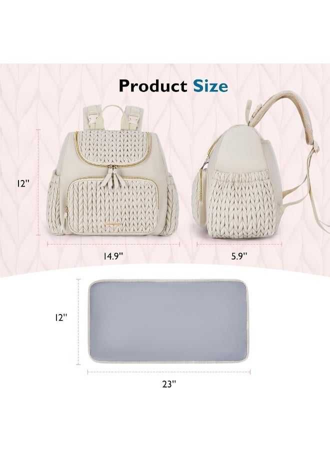 mommore Diaper Bag Small Diaper Backpack Stylish Baby Travel Backpacks with Insulated Pockets, Changing Pad, Stroller Straps