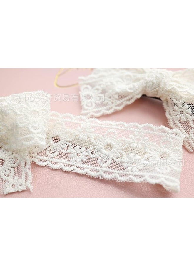 Baby Girls Lace Headband Infant Baptism Hair Band Toddler Lace Bow Headwraps BBG26 (2 Pcs-Set A)