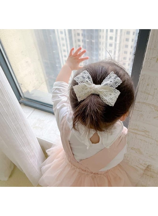 Baby Girls Lace Headband Infant Baptism Hair Band Toddler Lace Bow Headwraps BBG26 (2 Pcs-Set A)