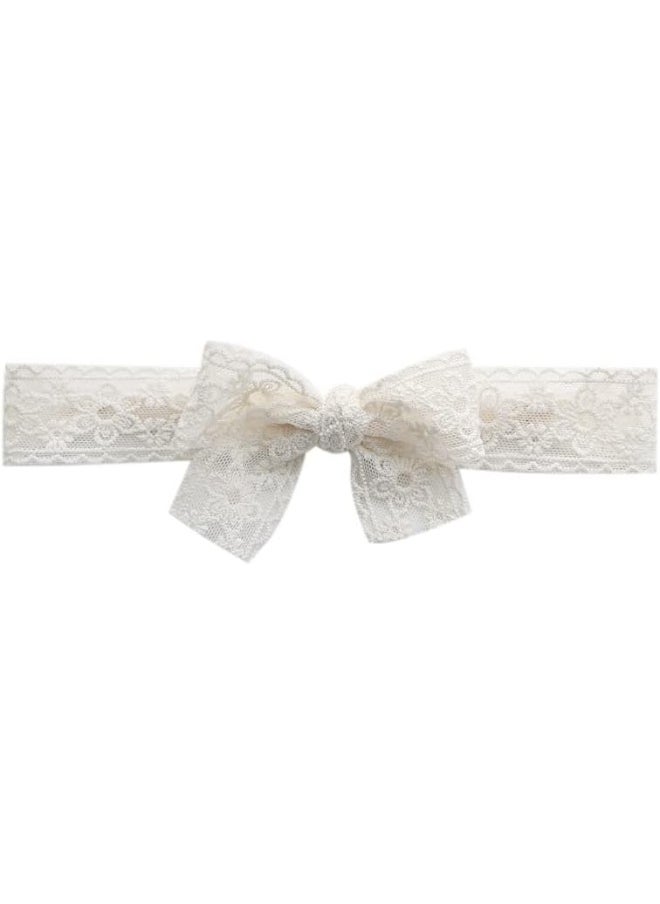 Baby Girls Lace Headband Infant Baptism Hair Band Toddler Lace Bow Headwraps BBG26 (2 Pcs-Set A)