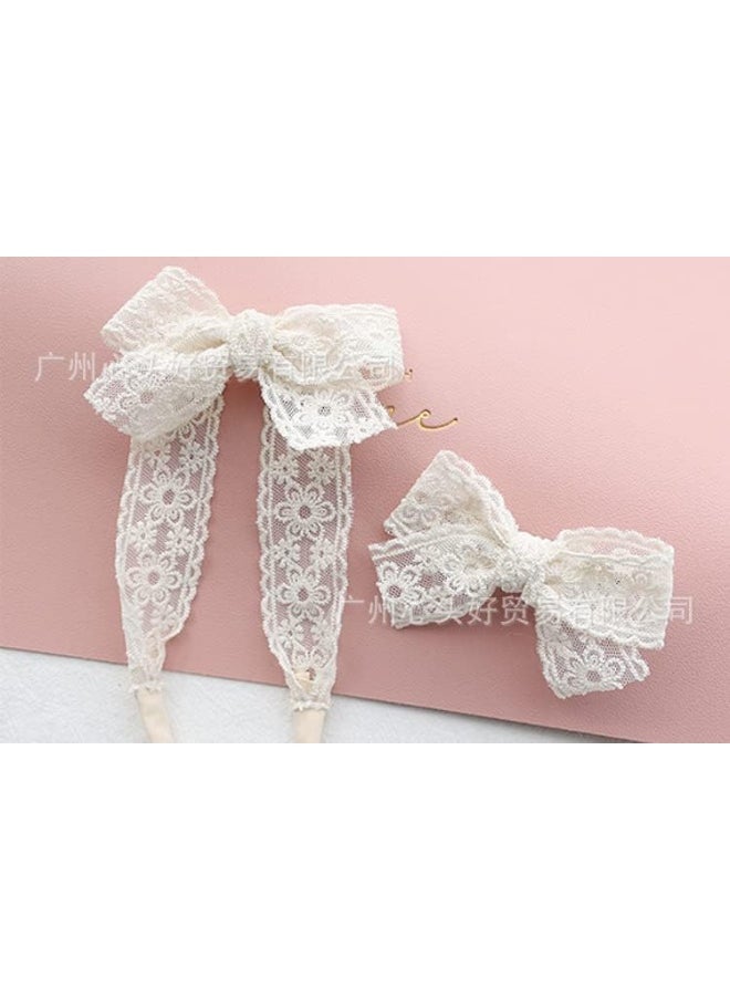 Baby Girls Lace Headband Infant Baptism Hair Band Toddler Lace Bow Headwraps BBG26 (2 Pcs-Set A)