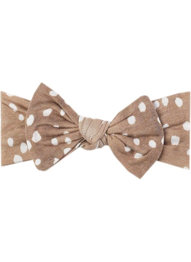 Copper Pearl Baby Stretchy Soft Knit Headband Bow Fawn
