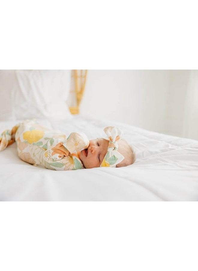 Copper Pearl Baby Stretchy Soft Knit Headband Bow Rose