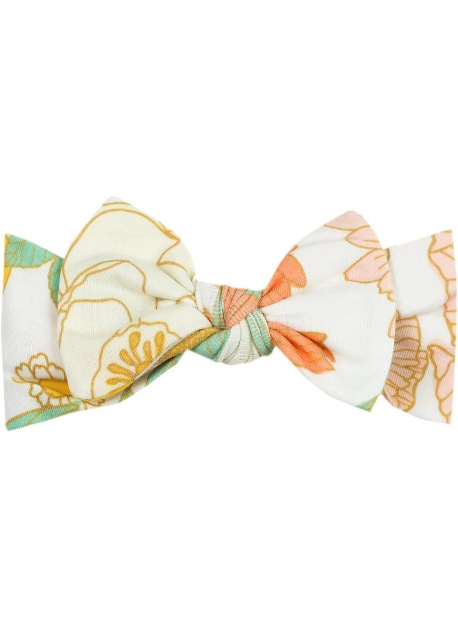 Copper Pearl Baby Stretchy Soft Knit Headband Bow Rose