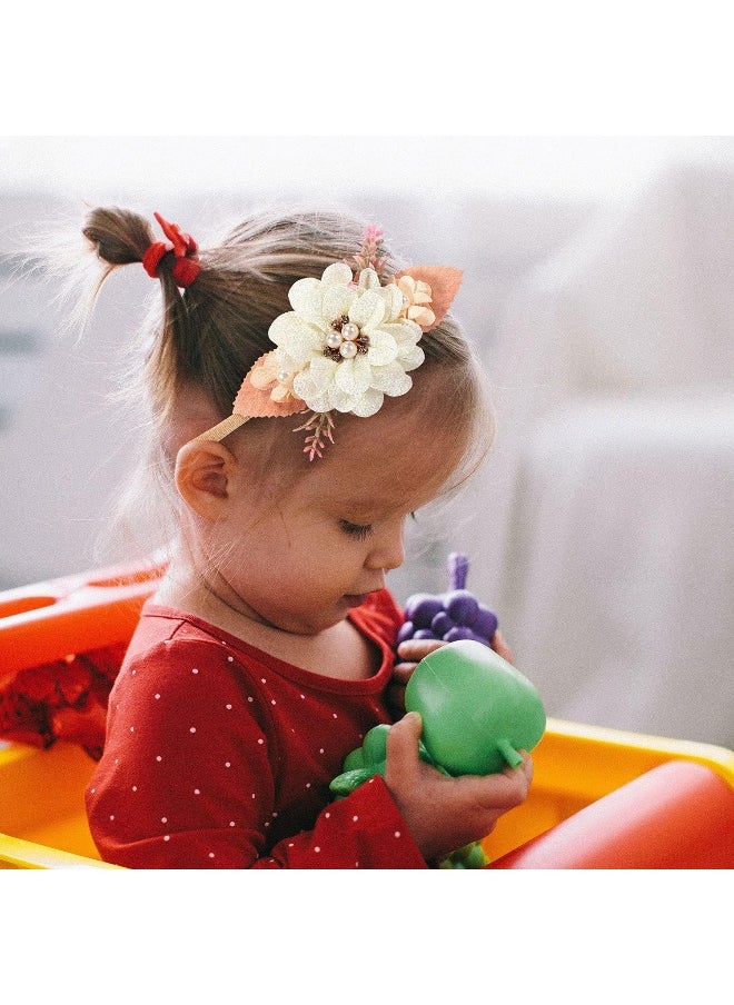 Cinaci 5 Pack Delicate Floral Flower Nylon Headbands Hair Bands Accessories for Baby Girls Newborns Infants Toddlers Kids